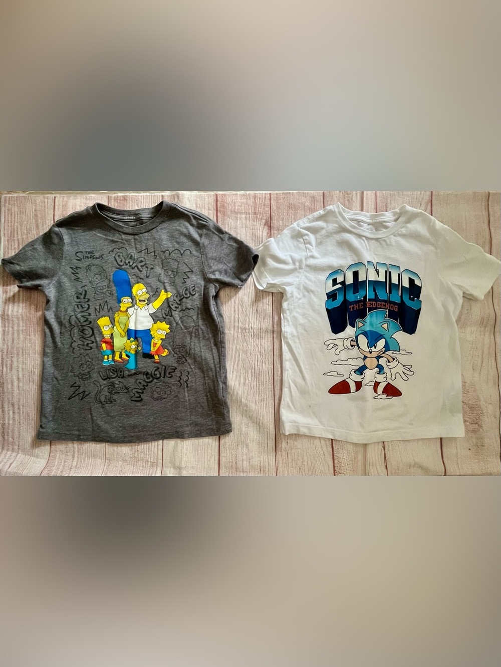 Tees Kids Sz 6-7 The Simpson/Sonic Graphic Tees (2)